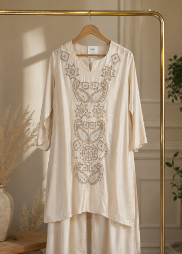 Ivory Noor Embroidered Kurta Set