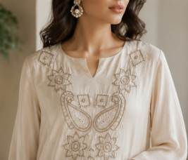 Ivory Noor Embroidered Kurta Set